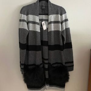 Magaschoni Striped Fur Cardigan